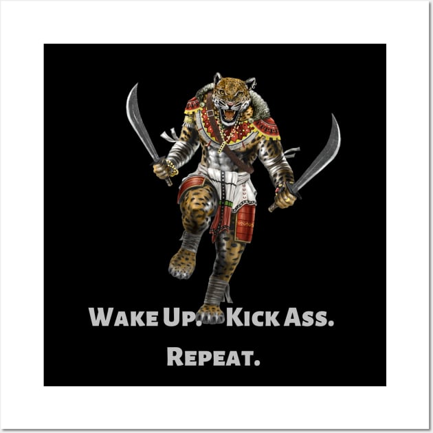 Wake Up. Kick Ass. Repeat. Wall Art by Mystik Media LLC